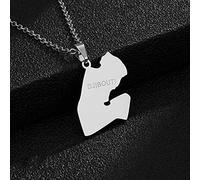 Karte Djibouti Anhänger Halsketten - Patriotische Ethnische Charme Afrika Flagge Halsketten, Gold Farbe Gabuutih Karte Klassische Hip Hop Schmuck Für Frauen Männer Trend Party Geschenk, Silber, 4