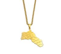 Karte Halskette - Big Size Charms Kurdistan Anhänger Halsketten Damen Herren, Kurdischer Schmuck, Verstellbare Kette, Ethnische Region, Mode, Hiphop, Einzigartiges Personalisiertes Accessoire Für J