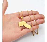 Karte Halskette - Kurdistan-Anhänger-Halsketten, Kurdischer Schmuck, Verstellbare Kette, Modische Hiphop-Einzigartige Accessoires, Personalisierte Halskette Für Den Alltag, Gold, 60 Cm Oder 23,6 Zo
