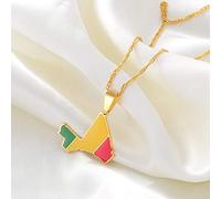 Karte Halskette - Mali Karte,Halsketten Mit Flaggenanhänger,Für Damen Herren,Ethno-Schmuck Republique Du Mali,Verstellbare Kette,Ethnische Region Mode Hiphop Einzigartige Personalisierte Accessoire