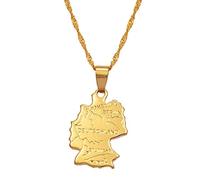 Karte Von Deutschland Halskette Anhänger Für Frauen, Länderkarte Umriss Verstellbare Karte Anhänger Halsketten, Charm Patriotische Karte Hip Hop Schmuck Für Männer Und Frauen Paare Geschenke,