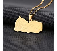 Karte von Jemen Halskette - 316L Schmuck Jemen Karte und Stadt Anhänger Halskette für Männer und Frauen Paar Anhänger ethnischen Stil personalisierte Pullover Kette Stadt Alphabet Anhänger, gol