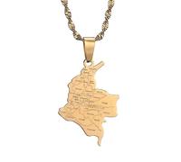 Karte Von Kolumbien Halskette,Mit Nationalen Grenzen Vintage Muster,Kolumbien Karte Schmuck Kolumbien Umriss Anhänger Halskette Geschenke Für Frauen Männer Trend Party Geschenk Modeschmuck,Gel