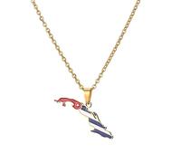 Karte Von Kuba Anhänger Halsketten - Patriotische Ethnische Charme Afrika Karte Flagge Halsketten, Gold/Silber Farbe Klassische Hip Hop Schmuck Für Frauen Männer Trend Party Geschenk, Gold, 45Cm