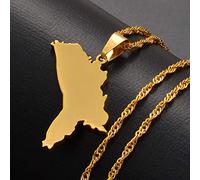 Karte Von Moldawien Anhänger Halsketten - Damen Herren Charm Hip Hop Schlüsselbeinkette Schmuck, Ethnische Karten Country Flag Halskette Für Pullover Dünne Kette Party Chic Geschenk,Gelb,45Cm