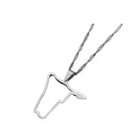 Karte Von Namibia Kontur Anhänger Halsketten - Charme Afrikanischen Land Karten Flagge Dünne Kette, Hip Hop Ethnische Halsketten Für Frauen/Männer Gold Farbe Party Geschenk Schmuck, Silber, 45Cm