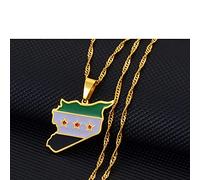 Karte Von Syrien Anhänger Halsketten - Charme Afrikanischen Ethnischen Karten Flagge Dünne Kette Halsketten, Patriotische Gold Farbe Karte Hip Hop Schmuck Für Frauen Männer Party Geschenk, Gold,