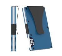 Kartenetui aus Metall | RFID-Schutz | Minimalistische Wallet | Geldklammer | Money Clip | Kartenhalter für Herren | Kreditkartenetui | kompakter Kartenhalter | Geldbörse Herren Damen, Elektrischblau