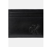 Kartenetui CALVIN KLEIN JEANS "SCULPTED IMPRESSION CARD CASE", schwarz, Leder, unifarben, Basic, Kleinlederwaren, "Mini"-Geldbörse, Kartenhalter mit CK-Logo (81664341-0) schwarz