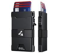 Kartenetui Herren, Aluminium Minimalist Metall Pop-Up Slim Wallet mit Langlebiger Erweiterbarer Rückplatte, RFID Schutz, Wallets for Men, Fronttasche Kreditkartenetui, hält 12 + Karten Plus Bargeld