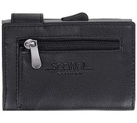 Kartenetui Leder Secwal Geldbörse Smart Mini Alu RFID Schutz + Etui (Schwarz (RV SW1 01))