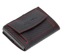 Kartenetui Leder Secwal Geldbörse Smart Mini Alu RFID Schutz + Schlüsseletui (Schwarz Rot Carbon (SW2 C 23))