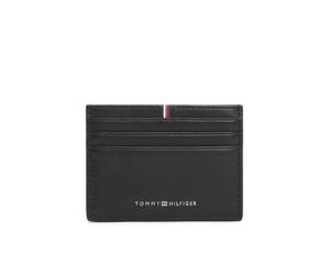 Kartenetui TOMMY HILFIGER "TH CORP CC HOLDER", Damen, schwarz, Leder, Kleinlederwaren, Unisex Geldbeutel, Portemonnaie mit Logoschriftzug (48633401-0) schwarz