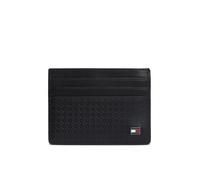 Kartenetui TOMMY HILFIGER "TH EMBOSS CC HOLDER", Damen, schwarz, Leder, unifarben, Kleinlederwaren, Unisex, Mini-Geldbeutel, Portemonnaie mit Monogramm-Prägung (93212808-0) schwarz