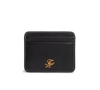 Kartenetui TOMMY HILFIGER "TH SCRIPT LEATHER CC HOLDER", Damen, schwarz, Leder, unifarben, Basic, Kleinlederwaren, Unisex Minigeldbeutel, Portemonnaie mit TH-Schmucklogo (50637962-0) schwarz