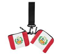 Kartenetuis für Damen, Motiv: Flagge, Peru, dünn, flach, Kreditkartenetui, Münzbörse mit Schlüsselanhänger, für Damen, 2 Stück, Flagge Peru, 1 size, Casual