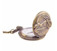 Kartique Taschenuhr mit Motorrad-Prägung auf dem Deckel wird in Holzbox geliefert