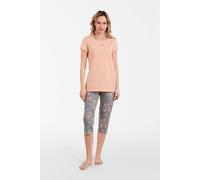 Kasali Damen Schlafanzug kurzarm und 3/4 Hose Italian Fashion - lachs/print - Größe XL 42