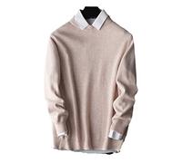 Kaschmir Baumwolle Pullover Herren Herbst und Winter Strickpullover Robe Pullover Herren Rundhals Sweater, Khaki O-Ausschnitt, XXXL