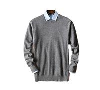Kaschmir Baumwolle Pullover Herren Herbst und Winter Strickpullover Robe Pullover Herren Rundhals Sweater, Dunkelgrauer O-Ausschnitt, XX-Large