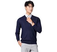 Kaschmir Baumwolle Pullover Herren Herbst und Winter Strickpullover Robe Pullover Herren Rundhals Sweater, Marineblauer V-Ausschnitt, XXXL