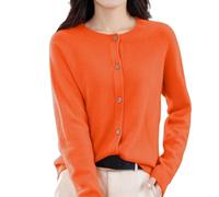 Kaschmir Pullover Damen Winter Strickjacke Knöpfen Wollpullover Merinowolle Strickpullover Langarm Elegant Pulli Frauen Fleecepullover Baumwollpullover Kuschelige Cardigan Casual Strickjacken
