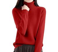 Kaschmir-Pullover für Damen, einfarbig, lange Ärmel, Rollkragenpullover, weich, bequem, leicht, gemütlich, warm, Winter-Top, Übergröße, lässig, einfarbig, Pullover, schmale Passform