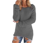 Kaschmir-Pullover für Damen, Thermo-Fleece, leicht, weich, bequem, lange Ärmel, einfarbiger Fleecepullover, einfarbig, lässig, Rundhalsausschnitt, modisch, schmale Passform, Fairisle-Pullover