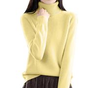 Kaschmir-Pullover für Damen UK einfarbig Langarm Damen Rollkragenpullover Weich Bequem Leichte Strickpullover Gemütliche Warme Winter-Oberteile Plus Size Legere Einfarbige Pullover Schlanke Passform