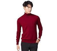 Kaschmir Rollkragenpullover Herren Herbst/Winter Rollkragen Langarm Reine Farbe Pullover Herren, burgunderfarben, XXXL
