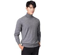 Kaschmir Rollkragenpullover Herren Herbst/Winter Rollkragen Langarm Reine Farbe Pullover Herren, dunkelgrau, XX-Large