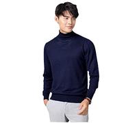 Kaschmir Rollkragenpullover Herren Herbst/Winter Rollkragen Langarm Reine Farbe Pullover Herren, marineblau, Large