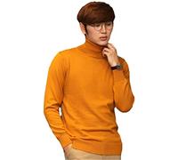 Kaschmir Rollkragenpullover Herren Herbst/Winter Rollkragen Langarm Reine Farbe Pullover Herren, Orange, Large