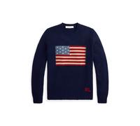 Kaschmir-Rundhalspullover mit US-Flagge S Blue