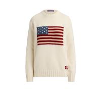 Kaschmir-Rundhalspullover mit US-Flagge XL Cream