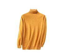 Kaschmir-Woll-Rollkragenpullover für Herren, Strickpullover, Winter-Basics, warm, hoher Kragen, Rollkragenpullover, gelb, Medium