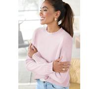 Kaschmirpullover LASCANA, Damen, Gr. 32/34, rosé, Strick, Obermaterial: 100% Kaschmir, unifarben, figurumspielend hüftlang, Rundhals, Rippstrickbündchen, Pullover (69107242-32) rosé