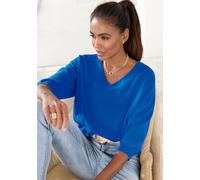 Kaschmirpullover LASCANA, Damen, Gr. 36/38, blau (königsblau), Strick, Obermaterial: 100% Kaschmir, unifarben, figurumspielend hüftlang, V-Ausschnitt, Rippstrickbündchen, Pullover, mit V-Ausschnitt (5