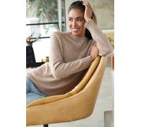 Kaschmirpullover LASCANA, Damen, Gr. 40/42, sand meliert, Strick, Obermaterial: 100% Kaschmir, meliert, figurumspielend hüftlang, Rundhals, Rippstrickbündchen, Pullover (10802108-40) sand meliert