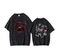 KASENFASHION Stray DO IT Gedruckt Beiläufige Tops Album T-Shirt Vintage Washed Damen Herren,BangChan Lee Know Changbin Hyunjin Han Felix Seungmin I.N Motive Unisex Harajuku Streetwear