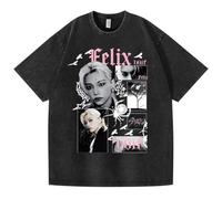 KASENFASHION Stray DO IT Gedruckt Beiläufige Tops T-Shirt Damen Herren, Vintage Washed Look,BangChan Lee Know Changbin Hyunjin Han Felix Seungmin I.N Motive Unisex Harajuku SKZ Konzert Outfit