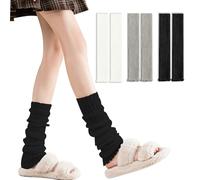 KASESSS 3 Paare Stulpen Damen, Winter Warme Leg Warmers Weich Beinstulpen Stricken Beinwärmer Warm Bequem Legwarmers Bein Stulpen für Damen Mädchen Legwarmer Geschenke für Frauen(Schwarz,Weiß,Grau)