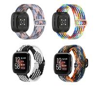 KASESSS 4 Stück Kompatibel Mit Fitbit Versa 3/4 Und Sense Armband - Einstellbare Weiche Woven Übung Armbänder Für Damen Und Männer
