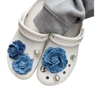 KASESSS 7 Stück Denim-Blume Schuhanstecker für Crocs Anstecker, Pins für Clogs Kompatibel mit Jibbitz, Schuh für Crocs Charms, Dekoration Dreidimensional Anstecker Schuhzubehör für Kinder Erwachsene