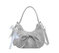 KASESSS Handtasche Damen Klein, PU-Leder Schultertasche damen, Crossbody Bag Damen, Umhängetaschen mit Perlenschleife Anhänger, Shoulder bag Women, Handtaschen Verstellbarer Schulterriemen, Moon Bag