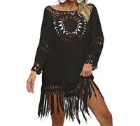 KASFDBMO Strand-Badeanzug zum Überziehen mit ausgehöhlten Häkeln, Bikinis, Bademode, Kleid für Sommer, Pool, Strand, Bademode, Cover Up für Damen, Bademode, Cover Up für Pool, lang