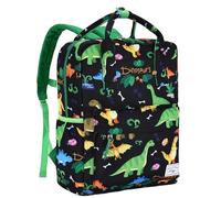 Kasgo Kinderrucksack, Niedlich Rucksack Kinder Mädchen Jungen 6-8 Jahren Schulrucksack mit Brustgurt Leicht Wasserabweisend Große Kapazität Din A4-tauglich 10L 37cm Schwarzer Dinosaurier