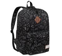 Kasgo Schulrucksack Teenager, Leicht Großer 17,3L Rucksack Damen Jungen Mädchen Kinder ab 12 Jahren Wasserabweisend 15,6 Zoll Tagesrucksack für Hochschule Reise Lässiger Arbeit Schwarze Kritzeleien