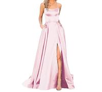 Kashyke Cocktailkleid Damen Elegant für Hochzeit Lange Abendkleider Abschlusskleider Festlich Kleider Hochzeitsgast Satin Abendkleid Ballkleider Brautkleid Große Größen Blau Weiße Grün Schwarz Rotes