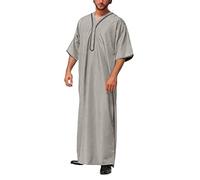 Kashyke Herren Kaftan Kurz Sommer Islam Muslim Druck Robe Baumwolle Leinen Bunt Arabische Islamische Kleidung Indisch Muslimische Afrika Dubai Kaftan für Männer Übergröße 4XL 5XL